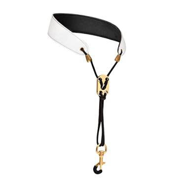 Imagem de YIJU Alça de pescoço sax profissional couro PU para sax alto sax soprano, BRANCO