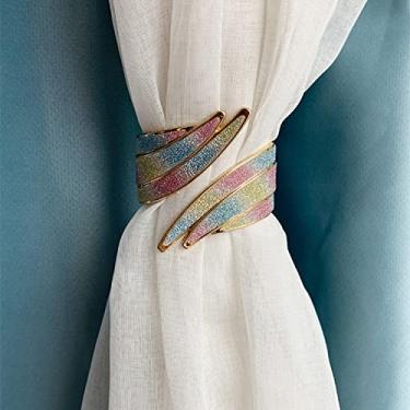 Imagem de Cortinas de luxo europeias leves com fivelas de cortina decorativas macias para sala de estar de quarto, 3