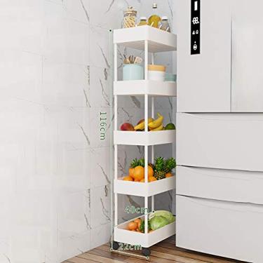 Imagem de Yajun Organizador de carrinho de rodinhas fino design em camadas suporte estreito respirável rack de torre de armazenamento economizar espaço prateleira de frutas vegetais, branco-2