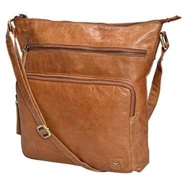 Imagem de Bolsas e bolsas transversais de couro genuíno da Wise Owl para mulheres - Bolsa transversal premium sobre o ombro, Conhaque multi-cera, 11" x 11" x 1.75", Transversal