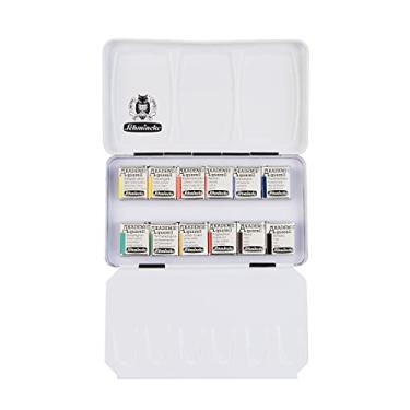 Imagem de Schmincke - AKADEMIE®AQUARELL Caixa de cores compacta aquarela, sortimento básico 12 x 1/2, 75 112 097, caixa de metal, cores altamente resistentes à luz, aquarelas de artistas finos