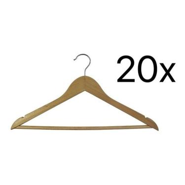 Imagem de Kit 20 Cabides De Madeira Para Roupas Em Geral 45x23cm Luxo