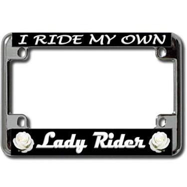Imagem de Moldura para placa de carro Lady Rider branca cromada para motocicleta