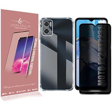 Imagem de Kit Capa + Película De Privacidade Preta 3d Compativel Moto E22 XT2239 6.5 - Luiza Cell25