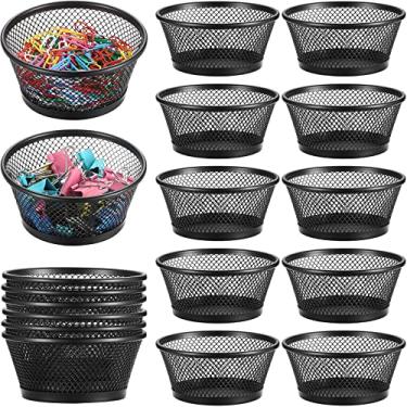 Imagem de 12 peças de suporte de tela de mesa preto suporte de mesa de metal recipiente de clipe de papel organizador para mesa mesa sala de aula escritório escola suprimentos para casa