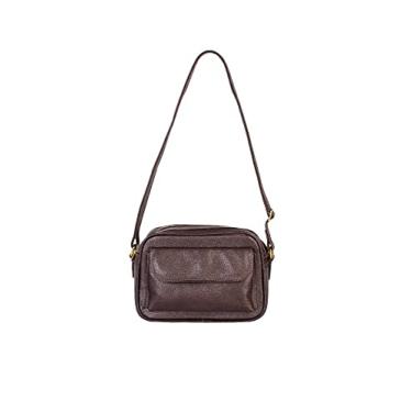 Imagem de Bolsa quadrada pequena de couro liso Dana - Café