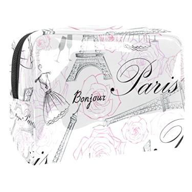 Imagem de Bolsa de maquiagem Torre Eiffel Paris bolsa de cosméticos de viagem pequenos sacos de higiene pessoal bolsa cosmética para bolsa cosméticos artigos de higiene pessoal 7,3x3x5 polegadas