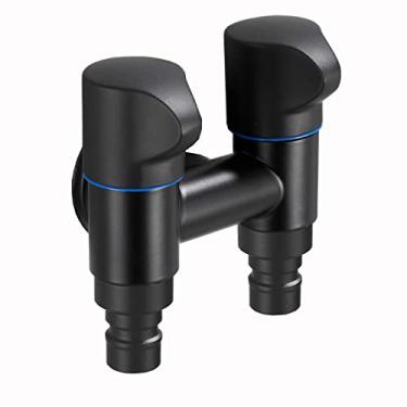 Imagem de LIDON Torneira dupla um em dois Out Máquina de Lavar Torneira Divisor Torneira Dupla Torneiras de Latão Ao Ar Livre Válvula de Ângulo de Controle Duplo para Pia, Preto A (Cor: Preto A)