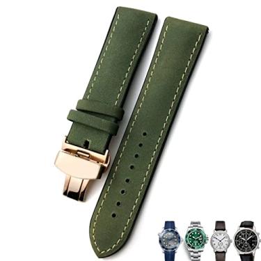 Imagem de JWTPRO 20mm 21mm 22mm pulseira de couro preto marrom pulseiras de relógio para Rolex para Omega Seamaster 300 para Hamilton para Seiko para IWC para pulseira Tissot (Cor: Rosa verde, Tamanho: 22mm)