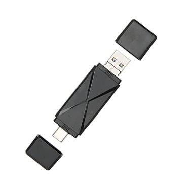 Imagem de Leitor de Cartão de Memória, ABS Sensível USB C USB 3.0 MICRO Interface USB Portátil 3 Conectores 3 Em 1 Leitor de Cartão de Armazenamento USB para Telefone (Preto)