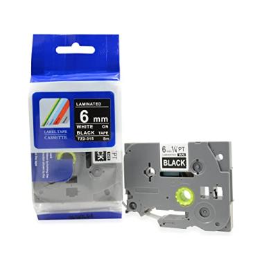 Imagem de Fita Refil Compatível TZ-315 Tze-315 Preta 6mm para Rotulador Brother PT-H105 PT-H110 PT-D200 PT-D210 PT-D400 PT-D410 PT-D600 PT-D610 PT-P300BT P-Touch Cube