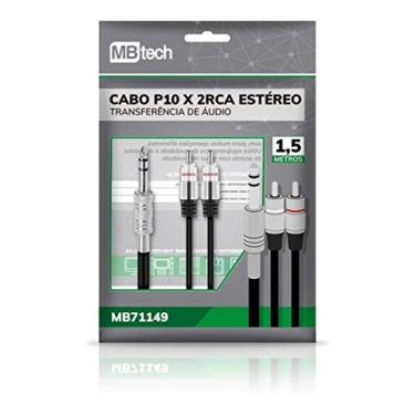 Imagem de Cabo P10 x 2RCA Estéreo Transferência de Áudio 1,5metros MBTech