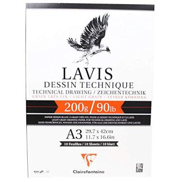 Imagem de CLAIREFONTAINE Bloco Para Desenho Técnico Lavis A3, Branco