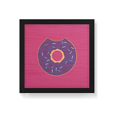 Imagem de Arte Maníacos Quadro Decorativo em Madeira Donut Roxo - 30x30cm (Moldura caixa em laca preta)