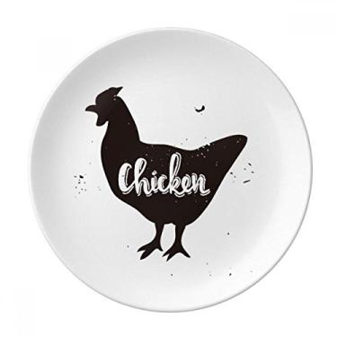 Imagem de Prato de animal preto e branco de galinha decorativo de porcelana Salver louças de jantar