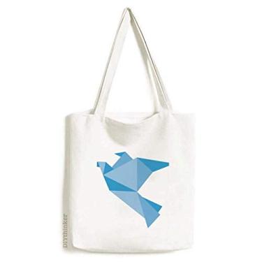 Imagem de Origami bolsa de lona com estampa de pombo azul abstrato bolsa de compras casual bolsa de mão