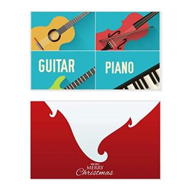 Imagem de Violino Violino Combinação Padrão Feriado Feliz Natal Cartão de Parabéns Mensagem de Letras de Natal