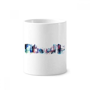 Imagem de Suporte para caneta de ponta de céu em aquarela com design moderno e suporte de cerâmica