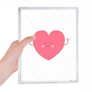 Imagem de Caderno de dia dos namorados rosa com rosto sorridente fofo coração folha solta diário recarregável papelaria
