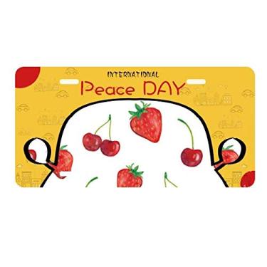 Imagem de DIYthinker Placa de licença com estampa de frutas morango vermelhas para decoração de carro, dia da paz