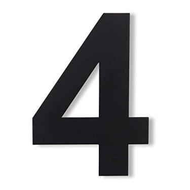 Imagem de Placa de porta flutuante 3D de 15 cm com número de placa de casa 0-9 letras AB, placa de porta grande de aço inoxidável preto fosco, montagem com parafuso, antiferrugem durável