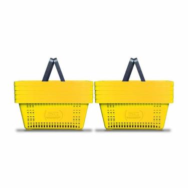 Imagem de Kit - 10 Cestos Compras Plástica D100 Cód. 3000 Amarelo - Della Plast