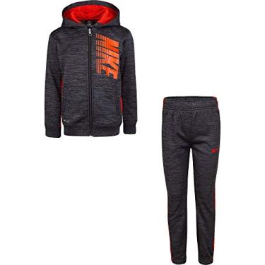 Imagem de Conjunto de duas pe as de jaqueta e cal a de jogging para meninos com z per e cor de ajuste t rmico Nike Kids (crian as pequenas), Red(86f417-k08)/Heather Black, 2T