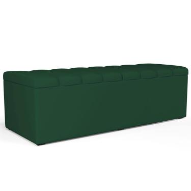 Imagem de Calçadeira Recamier Baú Para Cama De Casal King Dália 195x50 cm W01 Suede Verde Musgo - Lyam