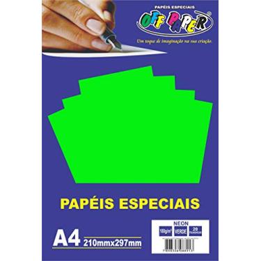 Imagem de Off Paper Especiais Papel Neon Pacote com 20 Folhas, Verde, A4, 180g