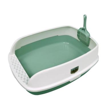 Imagem de Generic Caixa de areia para gatos, uso interno, comadre para animais de estimação, pequenos animais, anti-respingos, semi-fechado, coelho, viagem, penico, VERDE