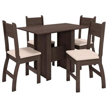 Imagem de Mesa De Jantar Com 4 Cadeiras Milano Amêndoa Savana - Poliman - Polima