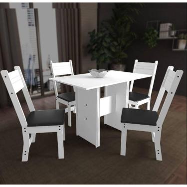 Imagem de Mesa de Jantar com 4 Cadeiras Indekes Karla Branca / Cadeiras Pretas