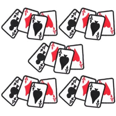 Imagem de COHEALI Patches Para Cartões De Pôquer 5 Peças Bordados Cartas De Jogo Apliques Pá Coração Diamante Clube Ferro Em Remendos Para Camiseta Chapéu Bolsa