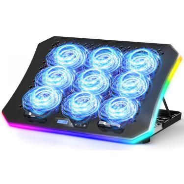 Imagem de Laptop Cooler Pad KeiBN atualizado com 9 ventiladores RGB silenciosos 15.6-17