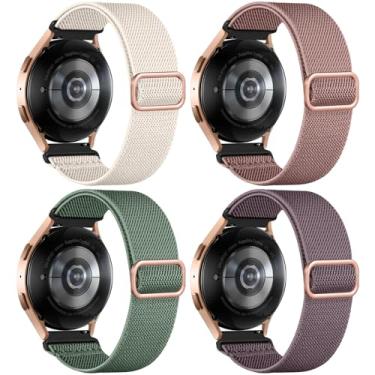 Imagem de DaQin Pacote com 4 pulseiras compatíveis com Samsung Galaxy Watch 6/5/4 de 40 mm e 44 mm/Watch 6 Classic de 43 mm e 47 mm/Watch 5 Pro de 45 mm/Watch 4 Classic/Active 2, pulseira esportiva de nylon