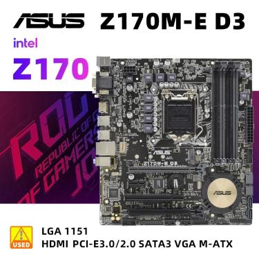 Imagem de 1151 Kit Placa Mãe ASUS Z170M-E D3  I3 7100 cpu Intel Z170 Kit Placa Mãe DDR3 32GB PCI-E 3.0 M.2