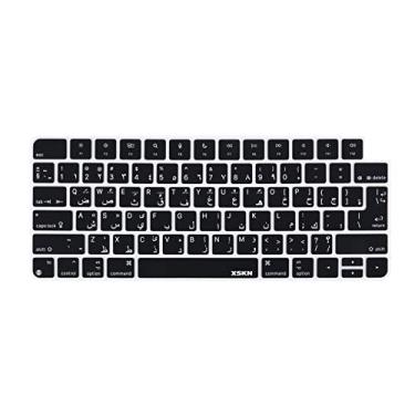 Imagem de XSKN Capa de teclado de silicone da série Atalhos e Idiomas para teclado Apple lançado em 2021 iMac M1 Chip Magic com Touch ID A2449 com tecla de bloqueio A2450 (versão UE e EUA árabe preto)