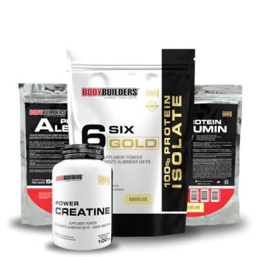 Imagem de Kit 6 six Gold 100% Isolate + 2x Albumin Protein 500g + Power Creatina 100g - BODYBUILDERS (Médio, Baunilha)