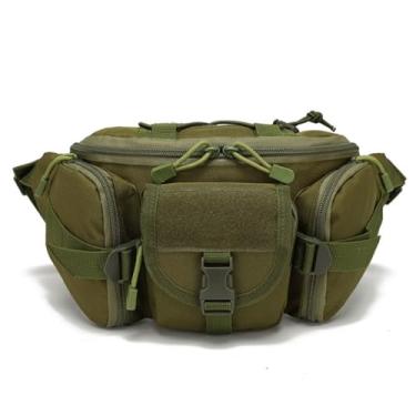 Imagem de Pochete tática, bolsa de espera masculina dupla, cinto de quadril, bolsas utilitárias para pesca ao ar livre, caminhadas, escalada, ciclismo, Verde militar, 35X10X17CM