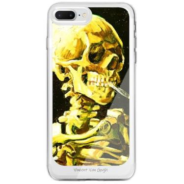 Imagem de Berkin Arts Capa compatível com iPhone 8 Plus para iPhone 7 Plus, capa transparente TPU transparente pós-impressionismo (cabeça de esqueleto de Van Gogh)