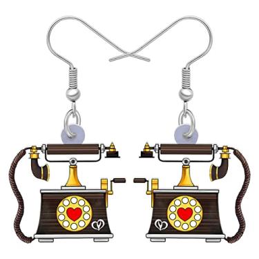 Imagem de BONSNY Pingente de relógio clássico para televisão, câmera, telefone fixo, brincos de acrílico, joias para mulheres, meninas, crianças, presentes, Acrílico, Sem pedra preciosa