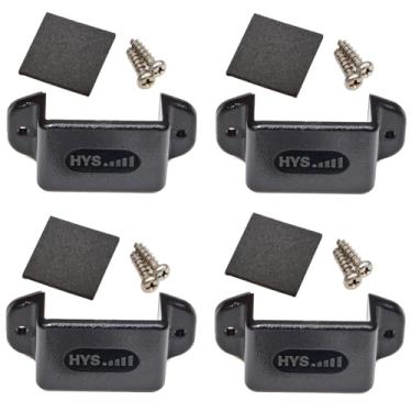 Imagem de HYS Suporte de rádio no carro, suporte de rádio portátil compatível com Motorola Baofeng Yaesu Midland, qualquer Walkie Talkie com clipe traseiro (pacote com 4, preto)