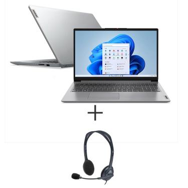 Imagem de Notebook Lenovo IdeaPad 1i Ci3 8GB/256GB ssd, 15,6 82VY000SBR + Fone de Ouvido Logitech H111 Headset Cinza