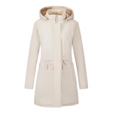 Imagem de Bellivera Jaqueta feminina reversível primavera e inverno moda quente acolchoado longo com capuz acolchoado casaco bolha, Parca branca, G
