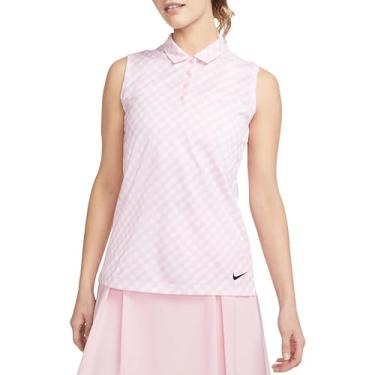 Imagem de Nike Camisa polo feminina Dri-Fit Victory sem mangas estampada Golf, Rosa macio/preto, PP