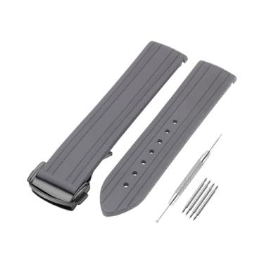 Imagem de SANDEIN Pulseira de relógio compatível com Omega Seamaster 300 AT150 Universe 007, fivela de aço de extremidade curvada, pulseira de substituição de borracha de silicone macio para pulseiras de