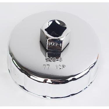 Imagem de YZYUN Chave de filtro de óleo 77 mm, 12 canais, ferramenta de remoção de tampa de filtro de óleo compatível com Renault Chery