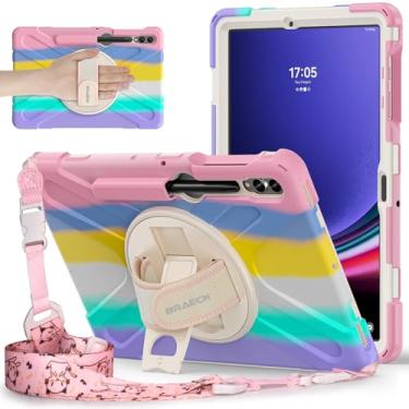 Imagem de BRAECNstock Capa infantil para Samsung Galaxy Tab S10+ Plus/S9 FE+ Plus/ S9+ Plus/ S8+ Plus/S7 FE/ S7+ Plus 5G 31.5 cm capa protetora à prova de choque com suporte de caneta giratório e alça de mão -