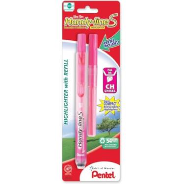 Imagem de Pentel Iluminador, retrátil, recarregável, ponta de cinzel, rosa (SXS15-P)