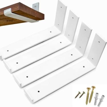 Imagem de rio design99 – 15cm - mão francesa cantoneira invertida – branca – ferro aço suporte para prateleira reforçada resistente industrial madeira bancada estante – 150mm